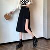 Side-slit Skirts Women High Waist Korean Fashion A-line Skirt Summer Elegante All-match Bottoms Streetwear Plus Size Female Clothes