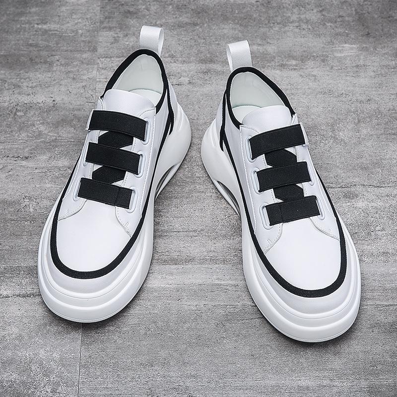 Trendy men's shoes spring and summer new little white shoes elastic edge buckle design lazy shoes personalized versatile color matching air cushion t
