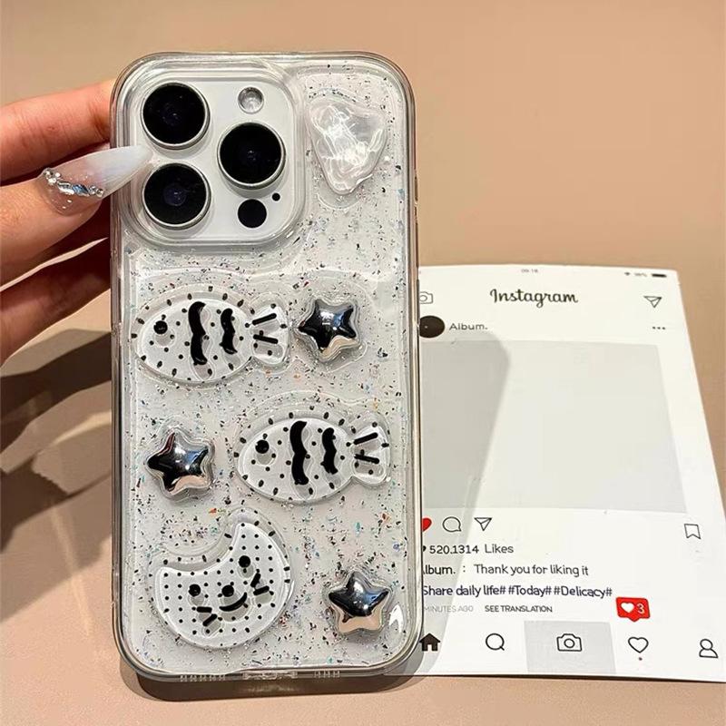 

Epoxy Cat Star Snapper Roast For Iphone17Promax Apple 15 Mobile Phone Case 16 Silver Foil 13 Bracket iPhone 17Promax