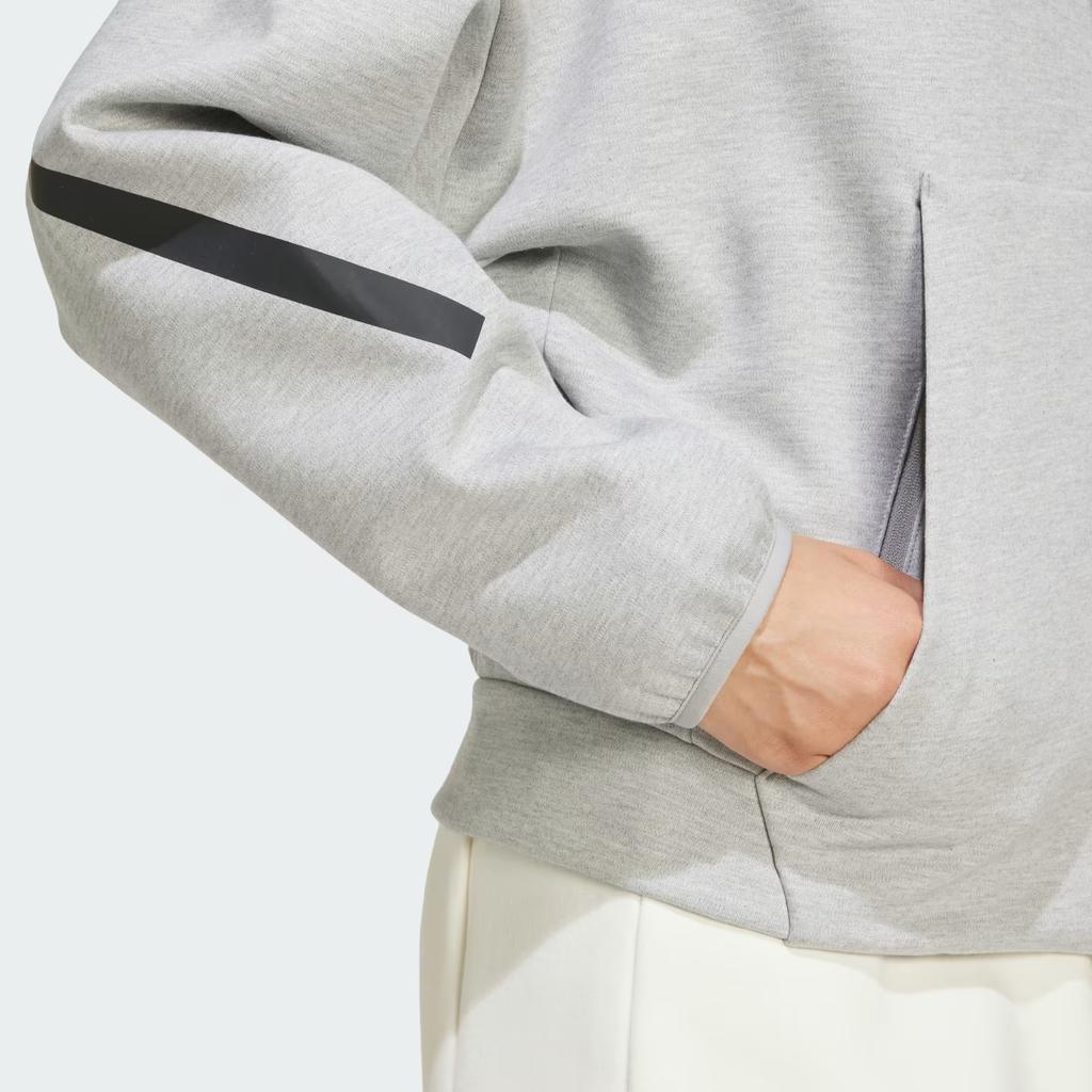 Adidas ZNE. FW24 Vzor s logem Mikina s kapucí na zip Dámská bunda Šedá JD9593