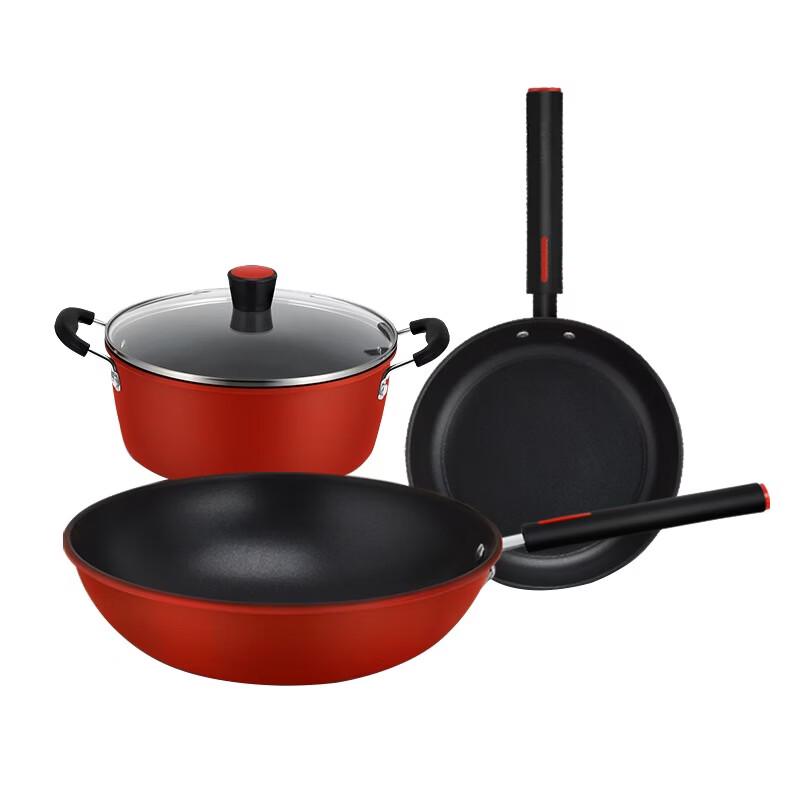 Royalstar Red Rhyme 3-Piece Cookware Set