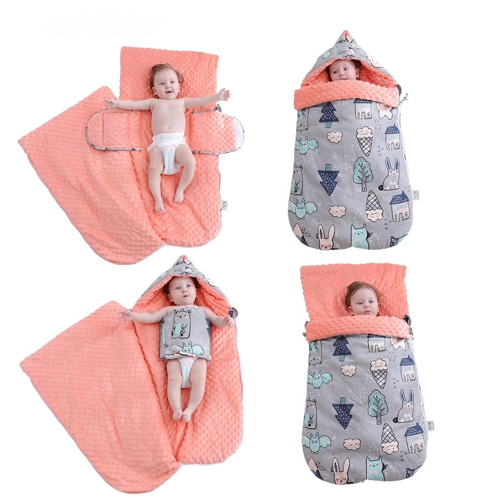 Sac de Couchage Bébé Automne & Hiver en Pur Coton, Couverture Bébé Nouveau-né Double Usage, Châle Chaud/Anti-Sursaut/Coupe-vent