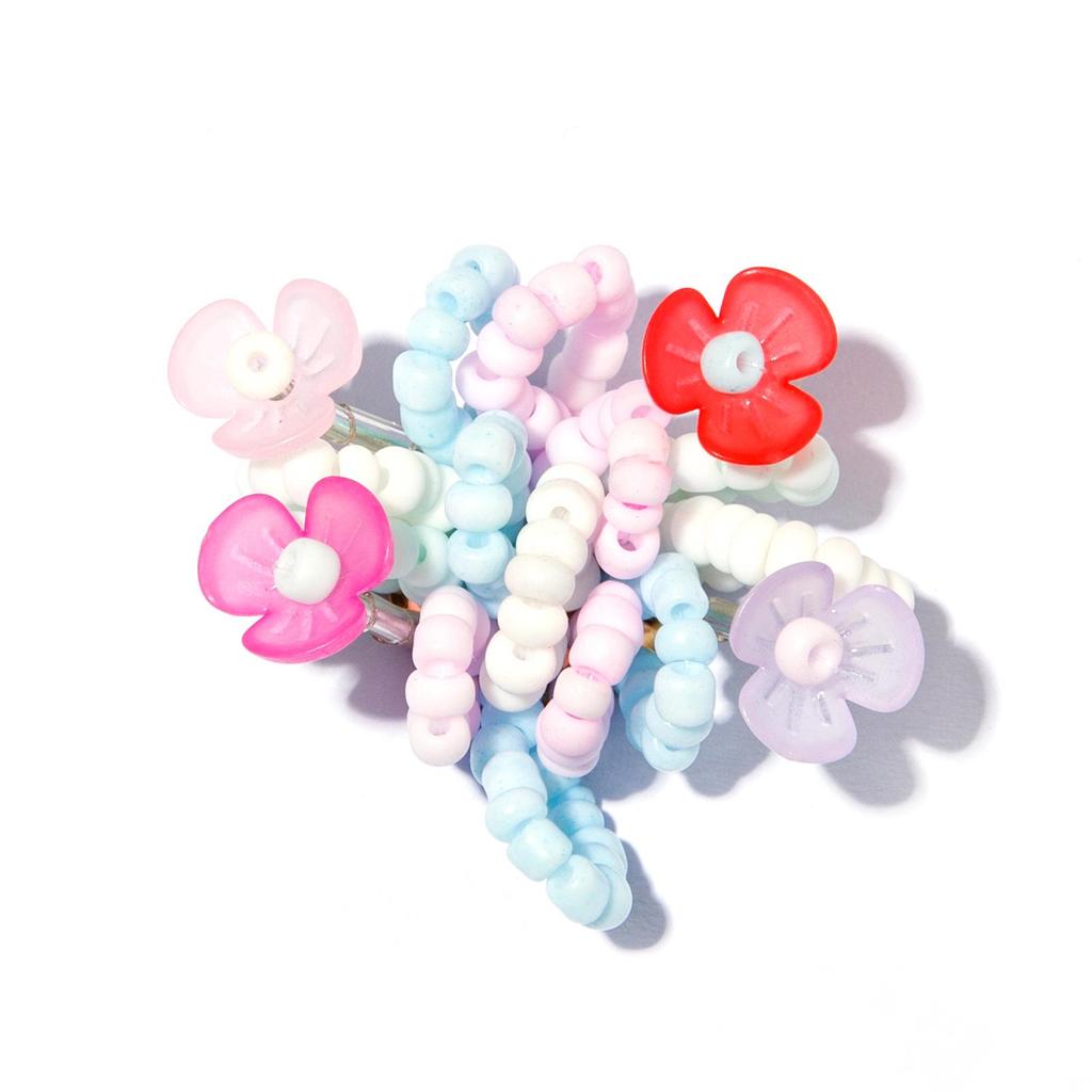 Vibrant Floral Seed Bead Flower Cluster Hair and Shoe Clip Accessories