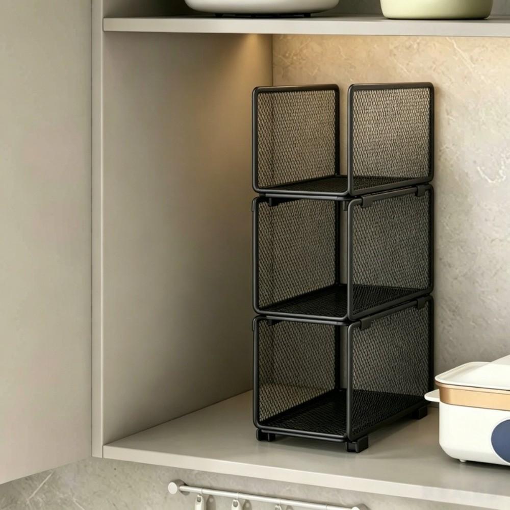 1pcs Vertical Storage Kitchen Storage Rack Mesh Shelving Unit Rack  For Household Use