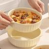 Keramik Schüssel mit zwei Griffen für Mikrowelle & Auflaufform für Backofen/Heißluftfritteuse