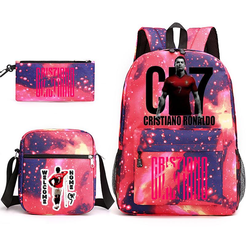 2023C Luo Surrounding Character Printed Backpack Three-piece Student School Bag + Shoulder Bag + Pencil Case Set