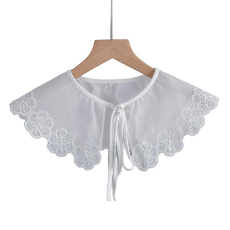 Lolita for Doll False Collar Shawl Scarf Embroidery Flower Shoulder Wrap Half Shirt Decorative Poncho Cape for Women Gir