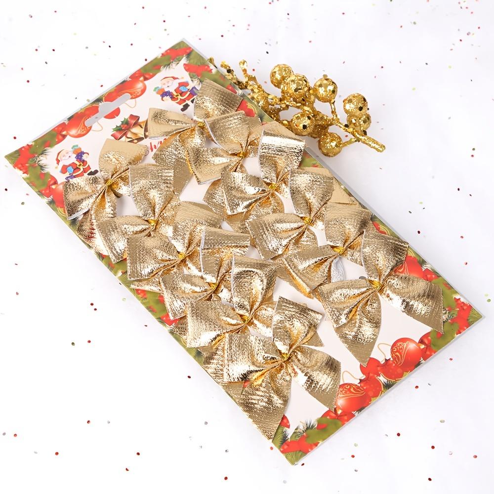 12pcs Mini Bow Christmas Tree Accessories - Perfect for Handmade Wedding Bouquets, Gift Packaging, Cake Decor, and More