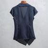 Women's Striped Short-Sleeve Lapel Shirt