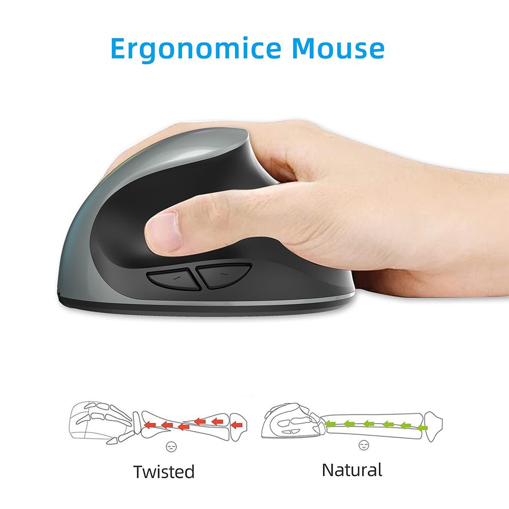 Wireless Vertical Mouse, Ergonomic Mouse, Rechargeable 2.4GHz Optical Vertical Mice, 3 Adjustable 2400DPI Levels 6 Buttons For Laptop