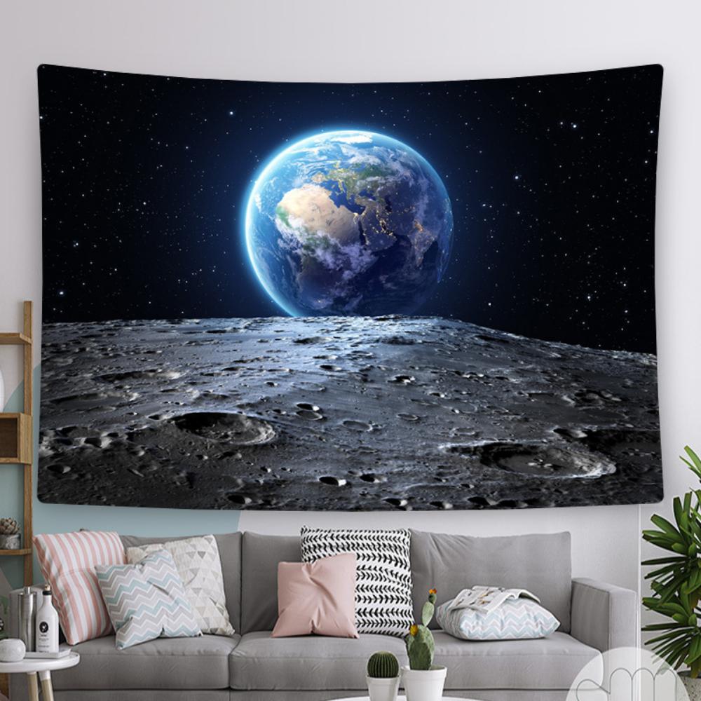 Луна Лес Гобелен Пейзаж Фон Ткань Спальня Висит Ткань Ночной Вид Звездное Небо Гобелен — фото 7