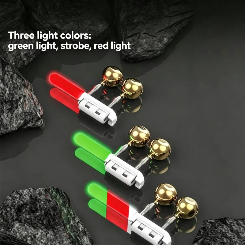 Fishing Rod Tip Bite Alarm Light with Bell Triggered Flash Low Power Consumption Waterproof for Night Freshwater Saltwater Fishing