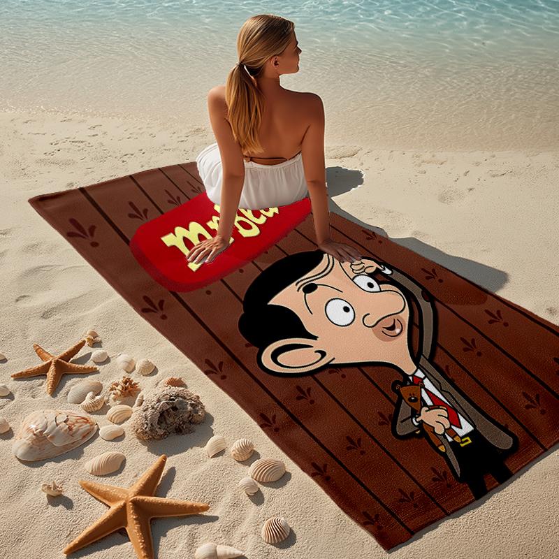 Beweis Strandtuch mit einem Mr. Bean2 Muster - weich, saugfähig, schnell trocknend, maschinenwaschbar - perfekt zum Schwimmen, Camping, Baden