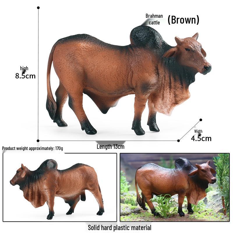 Children's Cognitive Animal Model Toy: Yellow Cow, Buffalo, Rhinoceros, Zebu, Bison, Bull Figurine.
