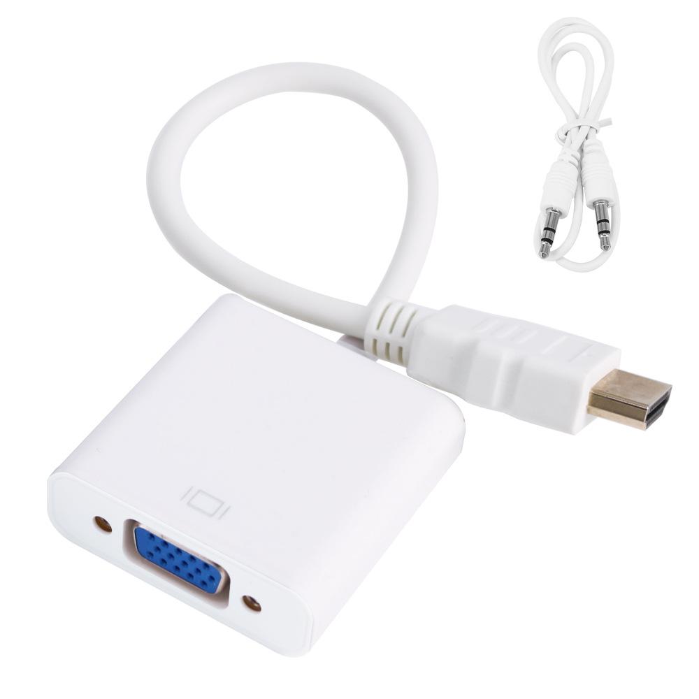 HD 1080P HDTV Compatible to VGA Cable Converter with 3.5mm Audio Cable HD Scaler Video Cable Converter for PC Laptops
