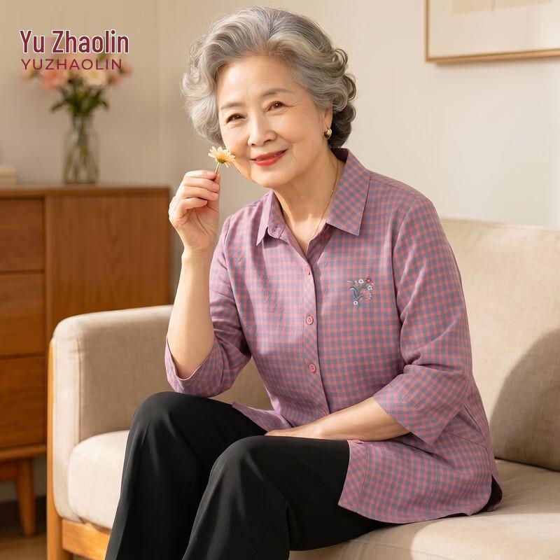 Yuzhaolin Women s Pure Cotton 3/4 Sleeve Blouse XL