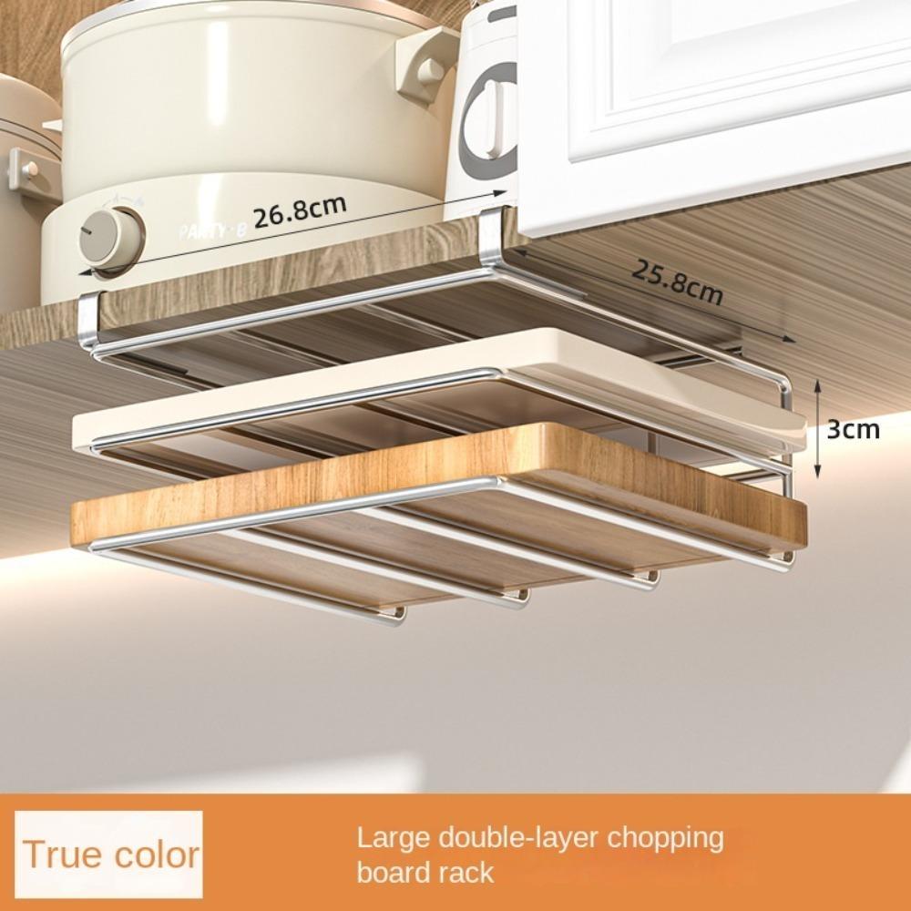 Non-punching Cutting Board Hanging Rack Under Cabinet Storage Shelf  Kitchen Placement Storage Rack