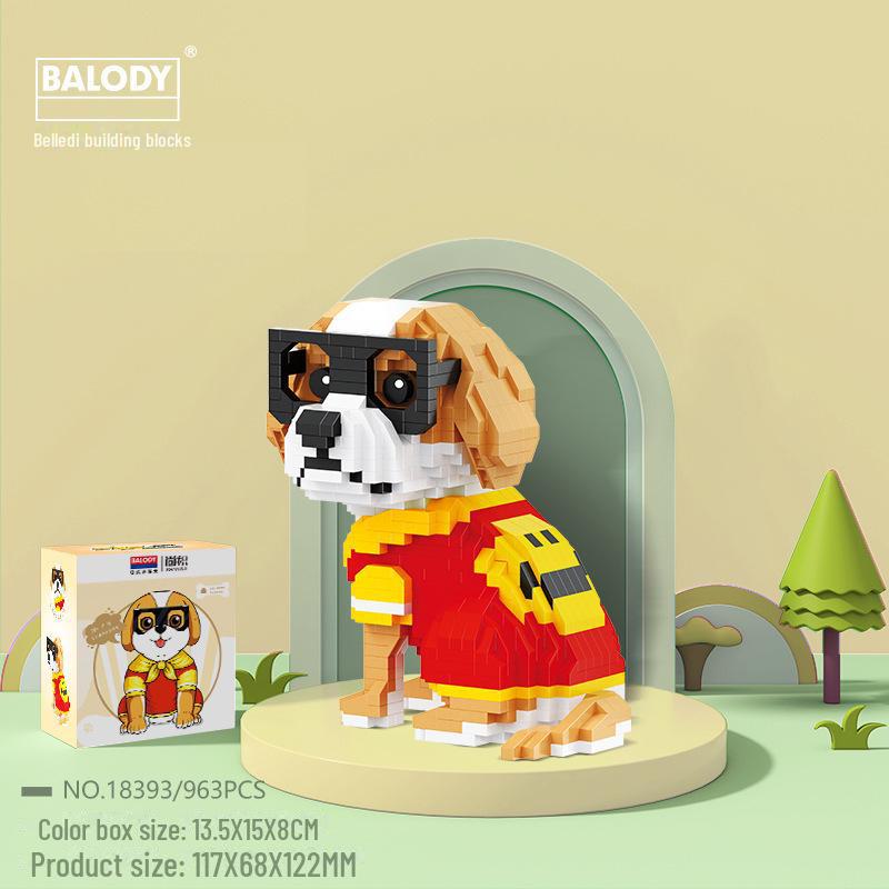 Husky & Schnauzer Toy Building Blocks - Cute Pet Dog Assembly Set for Kids