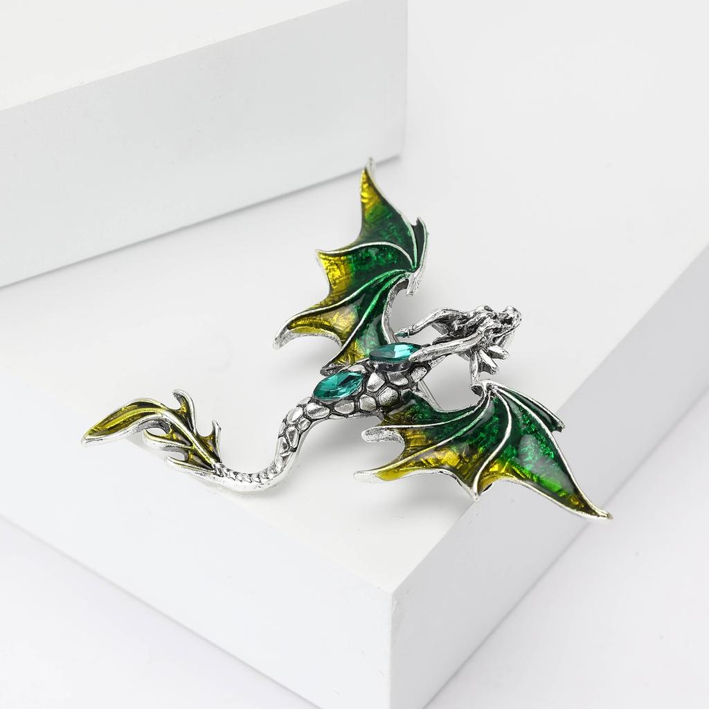Trendy smaltované brože s létajícím drakem pro ženy, unisex zvířecí piny, 4 barvy k dispozici, doplňky na kancelářské večírky, dárky