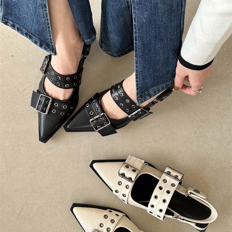 French small fragrant style pointed Mary Jane shoes women's spring 2025 with skirt small leather shoes retro thick heel single shoes women