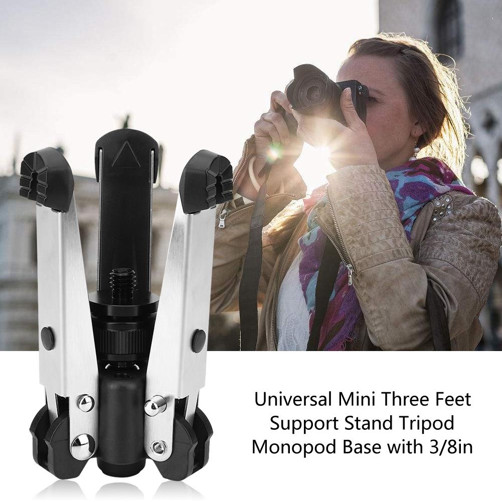 Universal Mini Three Feet Support Stand Tripod Monopod Base with 3 8in Mounting Screw