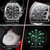 OLEVS Mens Watch Fashion Silicone Strap Tonneau Chronograph Quartz Watch Waterproof Luminous Sports Date Watches Gifts
