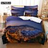 3D Digital Printing Fashion Design Night View Bridge Bedding Set, Queen Size Duvet Cover Set