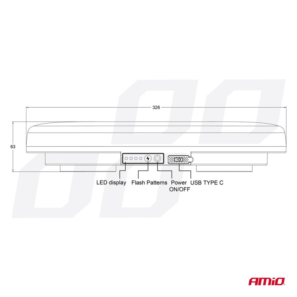 Wireless Led Warning Beam With Remote Control R65 R10 326X186X63 26W 12V 24V Amio-04369