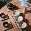 Serving Tray With 3 Ceramic Bowls, Mango Wood