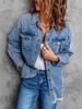 Women's Autumn/Winter Washed Denim Jacket - Loose Fit, Versatile, Single-Breasted, Long-Sleeved Top