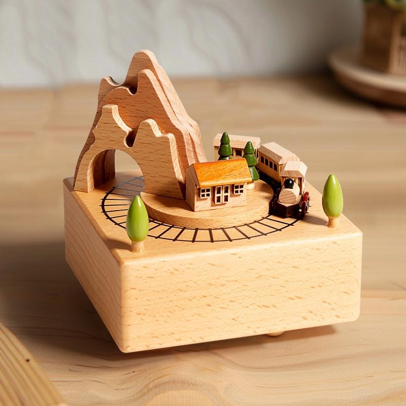 Custom Engraved Wooden Music Box Creative Home Decor Craft Birthday Gift Toy