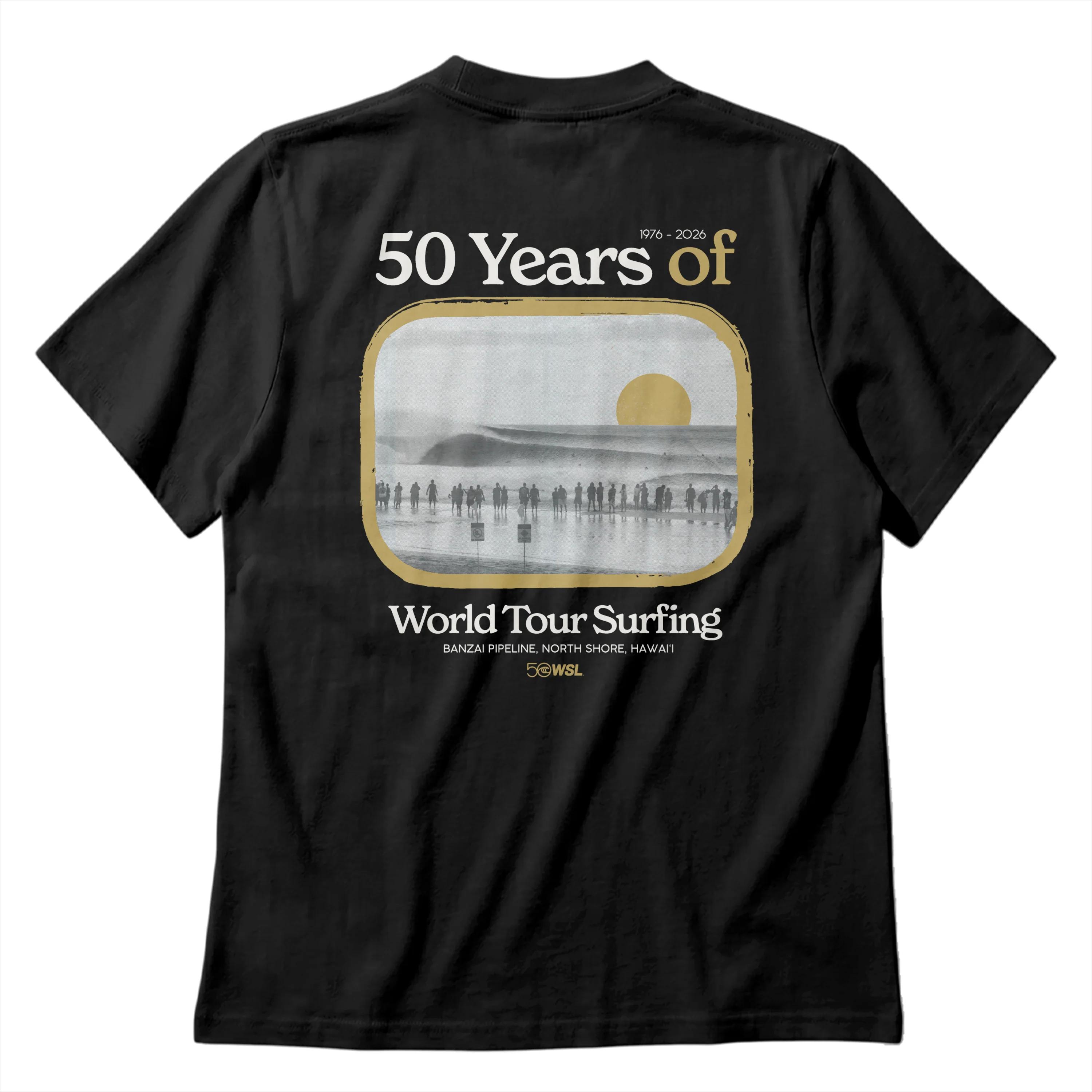 19762026 WSL 50 Years Surf Championship Tshirt Banzai Pipeline North Shore Hawaii Retro Graphic Tee Unisex Cotton Streetwear S