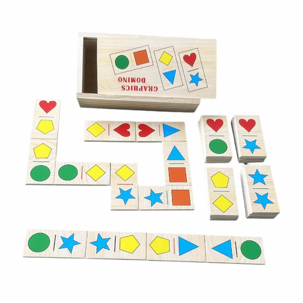 Jouets de dessin animé 15/28 pièces Domino Puzzle Motif Bois Multicolore Planche Jigsaw Cognitif Boîte Jouet d'apprentissage Éducation Petite enfance