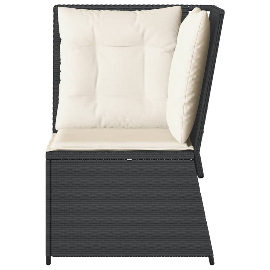 Vidaxl Corner Sofa Module With Cushions, Black, Poly Rattan