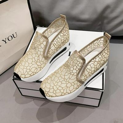 Damen Sommer Mesh Sneaker Trendige Atmungsaktive Plateau Schuhe 2024 Bequeme Keilabsatz Vulkanisierte Schuhe Zapatillas De Mujer