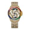 Orologio al Quarzo di Lusso con Quadrante Rotante Acciaio Inossidabile Cinturino Pavimentato con Cristalli Lucidi Elegante Orologio da Polso per Feste e Uso Quotidiano