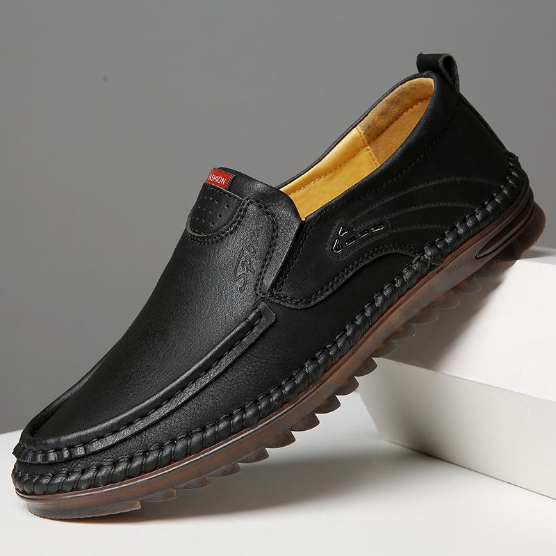 New Style Classic Retro Loafers Light Driving Leather Shoes Sewing Comfortable Men Casual Slip-on Shoe