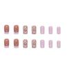 French Heart Spiders Web Print False Nail Bright Pink Reusable Glossy Artificial Nail for Women and Girl Party Activity