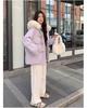 Women's Autumn and Winter Coat Solid Color Horn Button Hooded Fur Collar Loose Thickened Windproof Women's Jacket