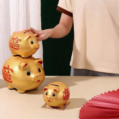Goldenes Sparschwein Tier Münzspardose Dekorative Schwein Geldtopf Festliche Anlässe