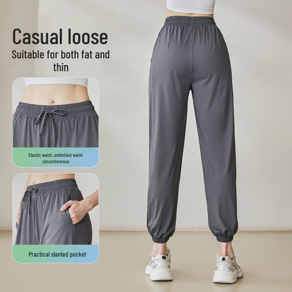 UPF 50+ Women's Ice Silk Loose Sports Pants: Summer Outdoor Quick-Dry, UV Protection Sunscreen.