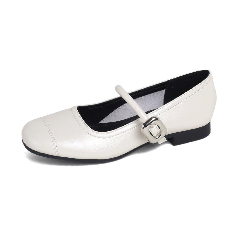 Kulatá čtvercová hlava světlá ústa stříbrné malé kožené boty plochá podrážka vnitřní zvýšení výšky měkká podrážka Mary Jane jednobotky ženy