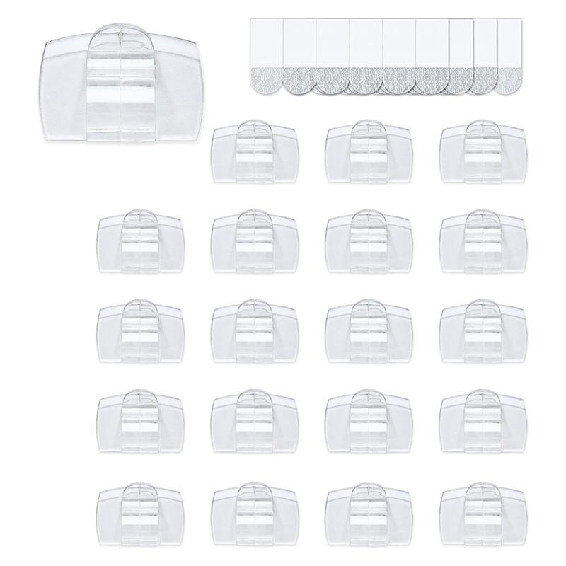 

A84E-Indoor Large Clear Cord Clips With Adhesive Strips, Damage-Free Wall Hooks 40 Clips+48 Strips прозорий