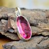 Huge Pink Tourmaline Quartz 925 Sterling Silver Artisan Handmade Pendant