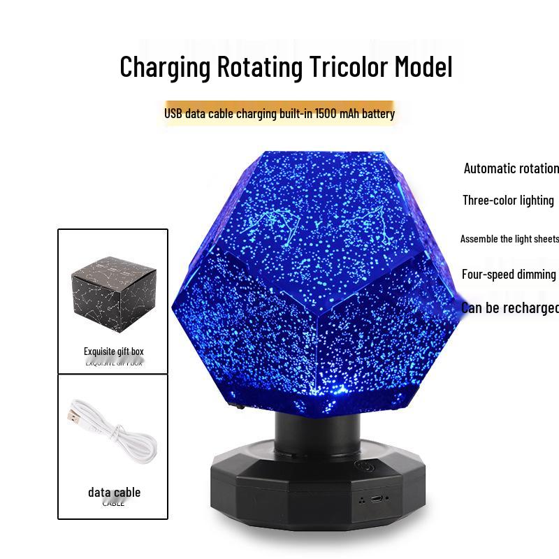 Four Seasons Rotating Starry Sky Projector Lamp - Romantic Constellation Night Light