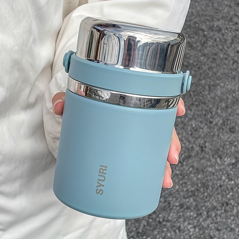 

Insulated Food Jar, Stainless Steel Cylindrical Lunch Container With Spoon, Thermal Lunch Box, For Soup, Porridge,
