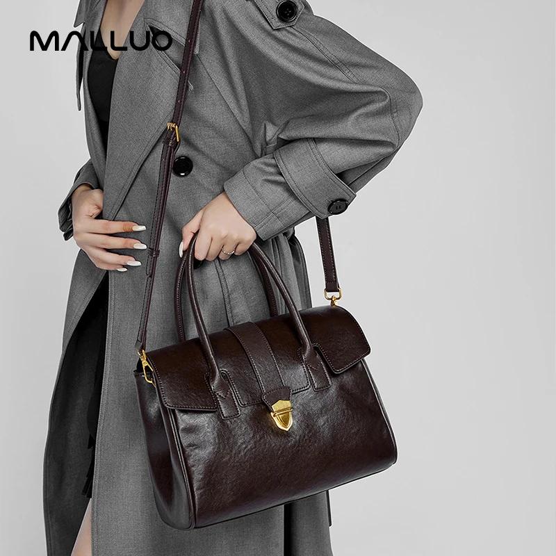 Female Casual Design Luxury Commuting Handbag Women's Natural Cow Real Leather Retro Shoulder Bags Ladies Fashi Cowhide Bag