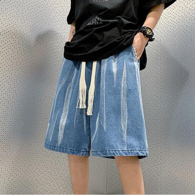 2024 Summer Men's Denim Shorts Streetwear Retro Korean Harajuku Pocket Jeans Shorts Hip Hop Cargo Pants Bottoms Men's Clothes