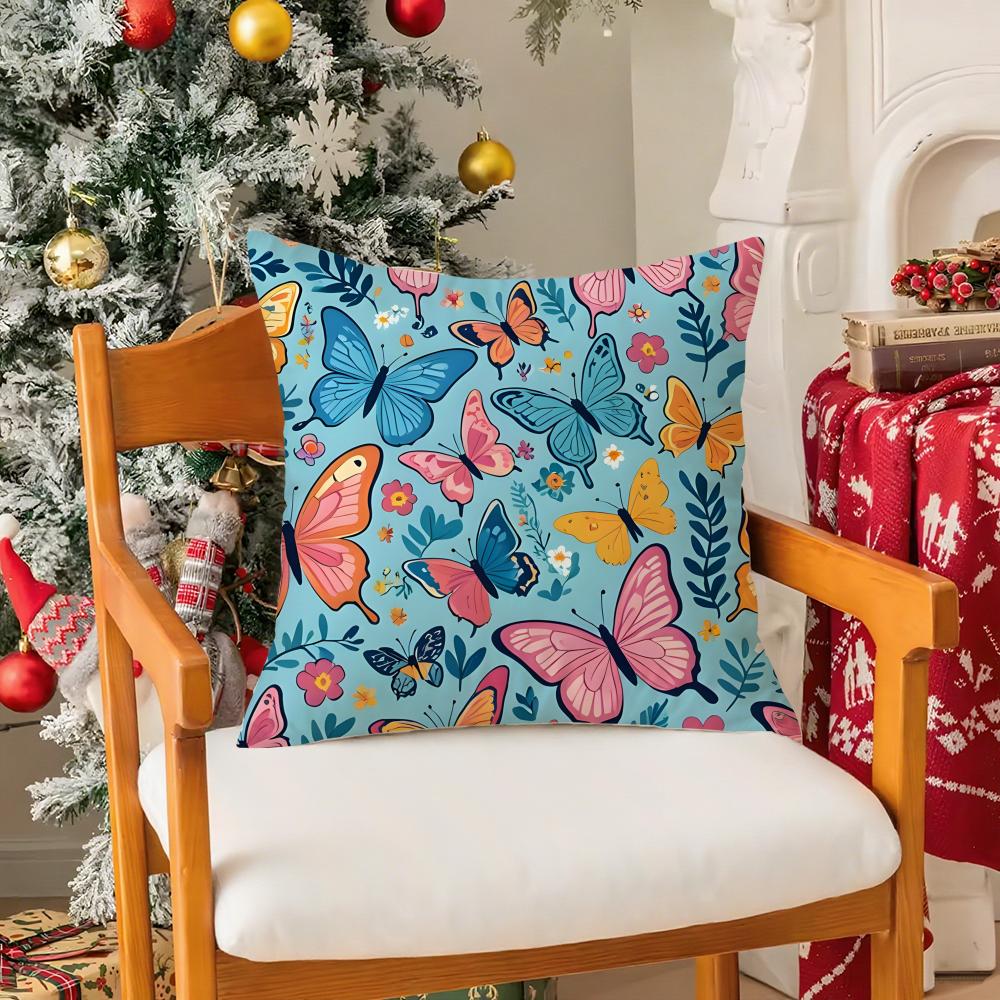Flowers And Animals pattern Pillow Case Silky Short Plush with Invisible Zipper Dustproof Sofa Cushion Cover for Home Decor