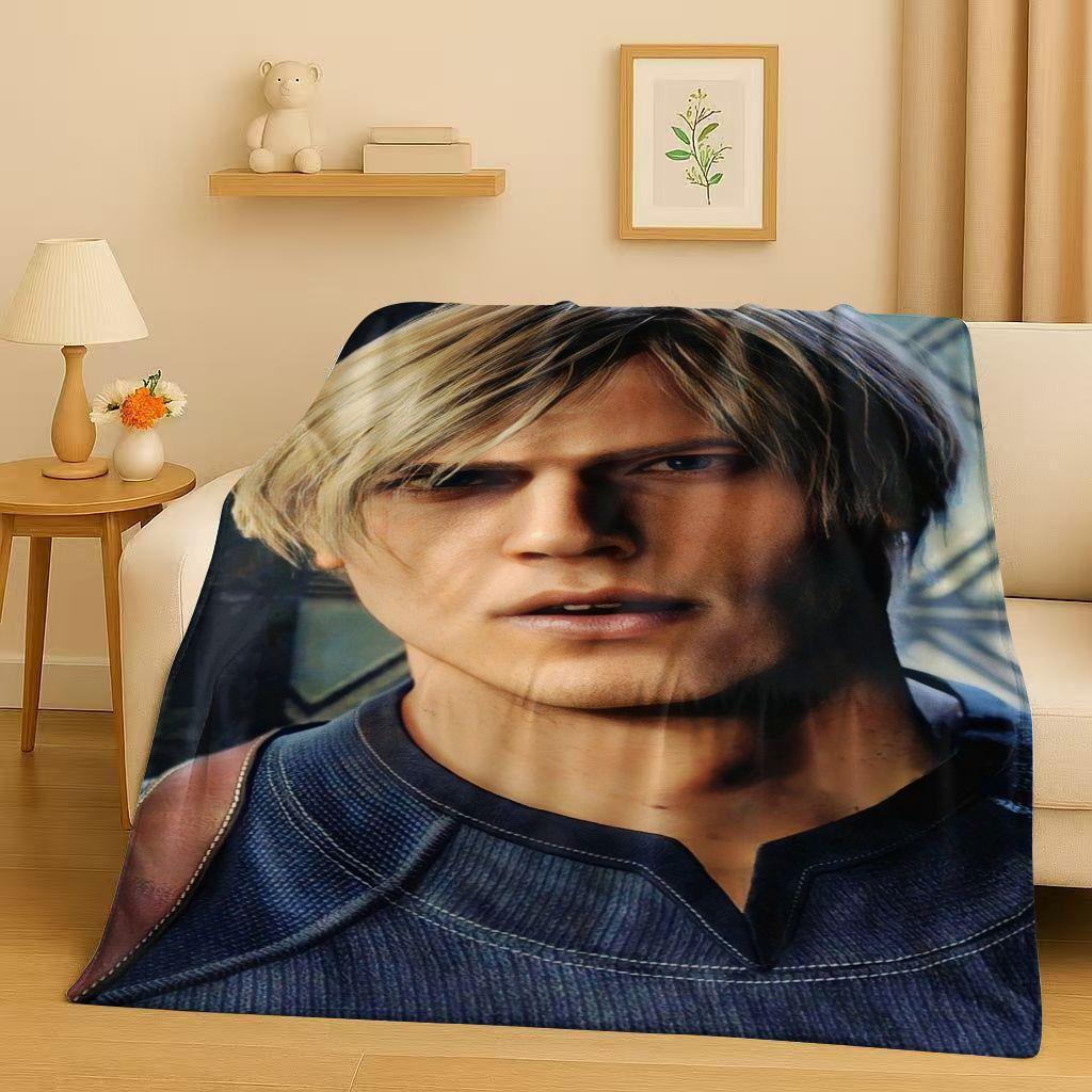 Leon R-Resident Evil Game Cartoon Gamer Flannel Blanket,Ultra Soft Warm Plush Throw for Home Bedroom Bed Sofa Cover Picnic Kids
